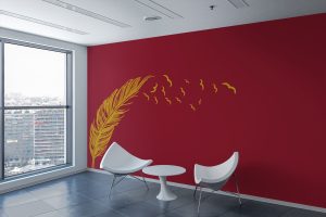 Vinilo Decorativo Pared Pluma En Color